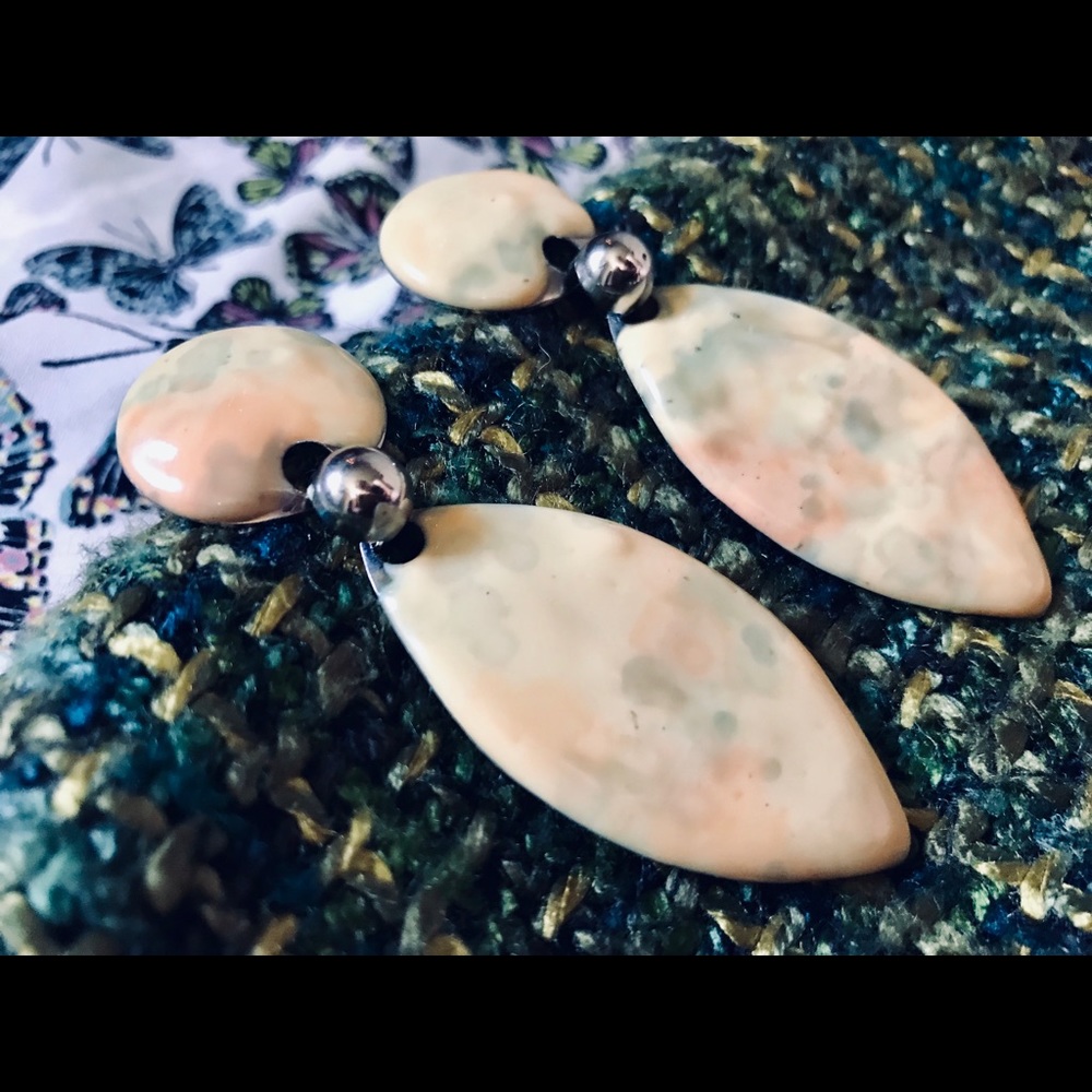 Genuine Vintage Glazed Neutral Watercolor Earrings
